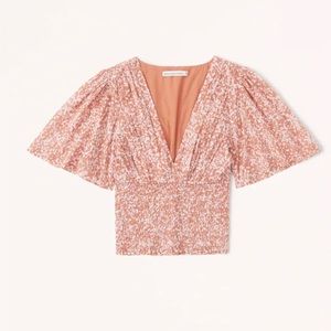 NWT! Abercrombie Flutter Sleeve Smocked Waist Top